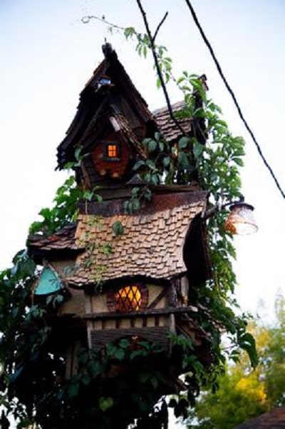 Birdhouse Looks Haunted with light on inside